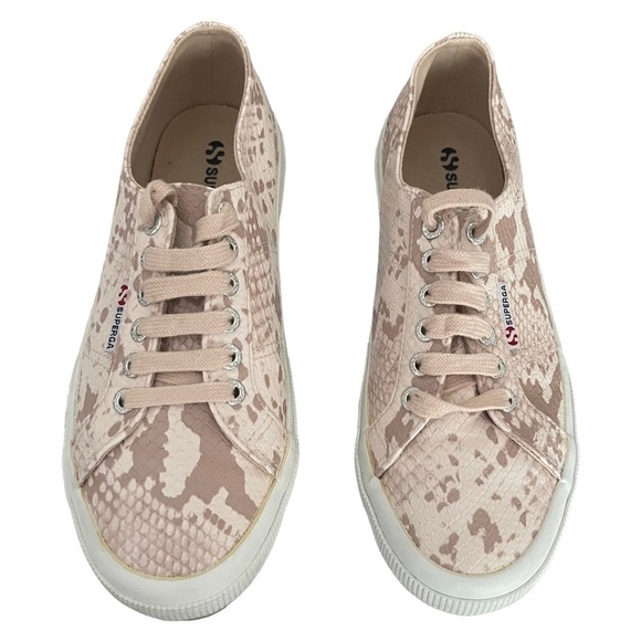 Superga Pink Snakeskin Sneakers Faux Leather Size 39/ 8 US - Picture 1 of 10